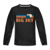 Big Sky, Montana Youth Long Sleeve Shirt - Retro Mountain Youth Long Sleeve Big Sky Tee