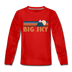 Big Sky, Montana Youth Long Sleeve Shirt - Retro Mountain Youth Long Sleeve Big Sky Tee - red