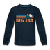 Big Sky, Montana Youth Long Sleeve Shirt - Retro Mountain Youth Long Sleeve Big Sky Tee - deep navy