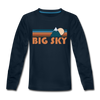 Big Sky, Montana Youth Long Sleeve Shirt - Retro Mountain Youth Long Sleeve Big Sky Tee