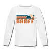 Banff, Canada Youth Long Sleeve Shirt - Retro Mountain Youth Long Sleeve Banff Tee - white