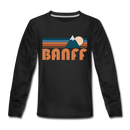 Banff, Canada Youth Long Sleeve Shirt - Retro Mountain Youth Long Sleeve Banff Tee - black