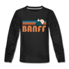 Banff, Canada Youth Long Sleeve Shirt - Retro Mountain Youth Long Sleeve Banff Tee - black
