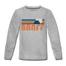 Banff, Canada Youth Long Sleeve Shirt - Retro Mountain Youth Long Sleeve Banff Tee - heather gray