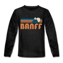 Banff, Canada Youth Long Sleeve Shirt - Retro Mountain Youth Long Sleeve Banff Tee - charcoal gray