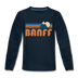Banff, Canada Youth Long Sleeve Shirt - Retro Mountain Youth Long Sleeve Banff Tee - deep navy