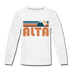 Alta, Utah Youth Long Sleeve Shirt - Retro Mountain Youth Long Sleeve Alta Tee - white