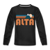 Alta, Utah Youth Long Sleeve Shirt - Retro Mountain Youth Long Sleeve Alta Tee - black