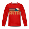 Alta, Utah Youth Long Sleeve Shirt - Retro Mountain Youth Long Sleeve Alta Tee