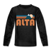 Alta, Utah Youth Long Sleeve Shirt - Retro Mountain Youth Long Sleeve Alta Tee - charcoal gray