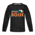 Boise, Idaho Youth Long Sleeve Shirt - Retro Mountain Youth Long Sleeve Boise Tee - black