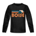 Boise, Idaho Youth Long Sleeve Shirt - Retro Mountain Youth Long Sleeve Boise Tee - charcoal gray