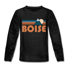 Boise, Idaho Youth Long Sleeve Shirt - Retro Mountain Youth Long Sleeve Boise Tee