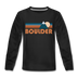 Boulder, Colorado Youth Long Sleeve Shirt - Retro Mountain Youth Long Sleeve Boulder Tee - black