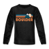 Boulder, Colorado Youth Long Sleeve Shirt - Retro Mountain Youth Long Sleeve Boulder Tee - charcoal gray