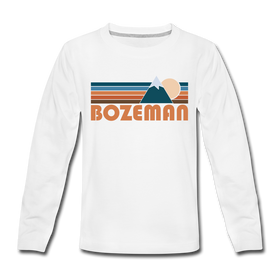 Bozeman, Montana Youth Long Sleeve Shirt - Retro Mountain Youth Long Sleeve Bozeman Tee