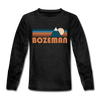 Bozeman, Montana Youth Long Sleeve Shirt - Retro Mountain Youth Long Sleeve Bozeman Tee - charcoal gray