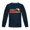 Bozeman, Montana Youth Long Sleeve Shirt - Retro Mountain Youth Long Sleeve Bozeman Tee