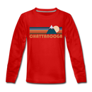 Chattanooga, Tennessee Youth Long Sleeve Shirt - Retro Mountain Youth Long Sleeve Chattanooga Tee - red