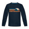 Chattanooga, Tennessee Youth Long Sleeve Shirt - Retro Mountain Youth Long Sleeve Chattanooga Tee - deep navy