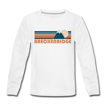 Breckenridge, Colorado Youth Long Sleeve Shirt - Retro Mountain Youth Long Sleeve Breckenridge Tee - white