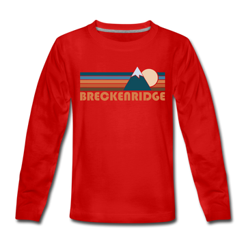 Breckenridge, Colorado Youth Long Sleeve Shirt - Retro Mountain Youth Long Sleeve Breckenridge Tee - red