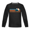 Colorado Springs, Colorado Youth Long Sleeve Shirt - Retro Mountain Youth Long Sleeve Colorado Springs Tee - black