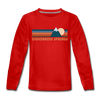 Colorado Springs, Colorado Youth Long Sleeve Shirt - Retro Mountain Youth Long Sleeve Colorado Springs Tee - red