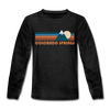 Colorado Springs, Colorado Youth Long Sleeve Shirt - Retro Mountain Youth Long Sleeve Colorado Springs Tee - charcoal gray