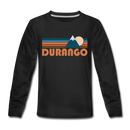 Durango, Colorado Youth Long Sleeve Shirt - Retro Mountain Youth Long Sleeve Durango Tee - black