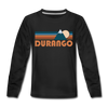 Durango, Colorado Youth Long Sleeve Shirt - Retro Mountain Youth Long Sleeve Durango Tee - black