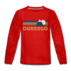 Durango, Colorado Youth Long Sleeve Shirt - Retro Mountain Youth Long Sleeve Durango Tee - red