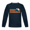 Durango, Colorado Youth Long Sleeve Shirt - Retro Mountain Youth Long Sleeve Durango Tee - deep navy