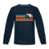 Durango, Colorado Youth Long Sleeve Shirt - Retro Mountain Youth Long Sleeve Durango Tee - deep navy