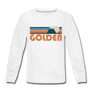 Golden, Colorado Youth Long Sleeve Shirt - Retro Mountain Youth Long Sleeve Golden Tee - white