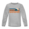 Golden, Colorado Youth Long Sleeve Shirt - Retro Mountain Youth Long Sleeve Golden Tee - heather gray