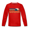 Golden, Colorado Youth Long Sleeve Shirt - Retro Mountain Youth Long Sleeve Golden Tee - red