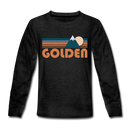 Golden, Colorado Youth Long Sleeve Shirt - Retro Mountain Youth Long Sleeve Golden Tee - charcoal gray