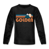 Golden, Colorado Youth Long Sleeve Shirt - Retro Mountain Youth Long Sleeve Golden Tee - charcoal gray