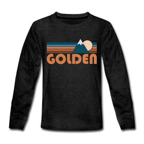 Golden, Colorado Youth Long Sleeve Shirt - Retro Mountain Youth Long Sleeve Golden Tee