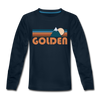 Golden, Colorado Youth Long Sleeve Shirt - Retro Mountain Youth Long Sleeve Golden Tee - deep navy