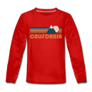 California Youth Long Sleeve Shirt - Retro Mountain Youth Long Sleeve California Tee - red