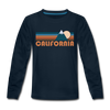 California Youth Long Sleeve Shirt - Retro Mountain Youth Long Sleeve California Tee - deep navy