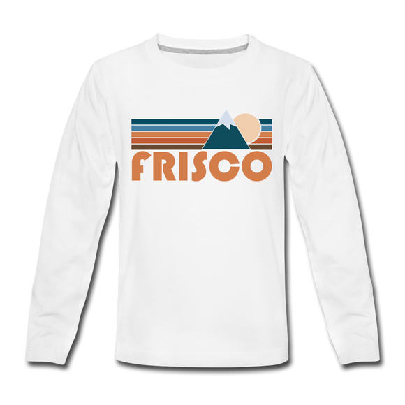 Frisco, Colorado Youth Long Sleeve Shirt - Retro Mountain Youth Long Sleeve Frisco Tee - white