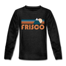 Frisco, Colorado Youth Long Sleeve Shirt - Retro Mountain Youth Long Sleeve Frisco Tee - charcoal gray