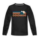 Colorado Youth Long Sleeve Shirt - Retro Mountain Youth Long Sleeve Colorado Tee - black