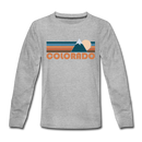 Colorado Youth Long Sleeve Shirt - Retro Mountain Youth Long Sleeve Colorado Tee - heather gray