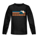 Colorado Youth Long Sleeve Shirt - Retro Mountain Youth Long Sleeve Colorado Tee - charcoal gray