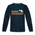 Colorado Youth Long Sleeve Shirt - Retro Mountain Youth Long Sleeve Colorado Tee - deep navy