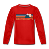 Crested Butte, Colorado Youth Long Sleeve Shirt - Retro Mountain Youth Long Sleeve Crested Butte Tee - red